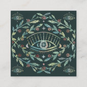 Carte De Visite Carré Mystical Eye Roses Vines Boho magique QR Code (Devant)