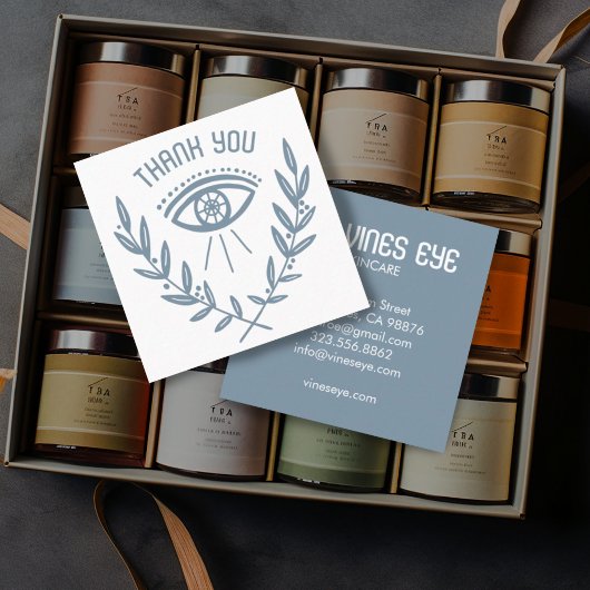 Carte De Visite Carré Mystical Eye & Vines Elegant Boho Order Merci