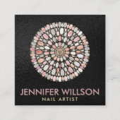 Carte De Visite Carré Nail Art Mandala Pearl et marbre rose (Devant)