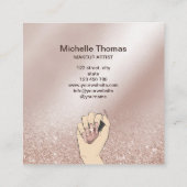 Carte De Visite Carré NAIL signature de l'artiste or rose NAIL TECHNICIA (Dos)