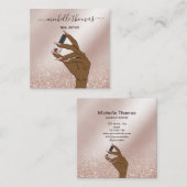 Carte De Visite Carré NAIL signature de l'artiste or rose NAIL TECHNICIA (Devant / Derrière)