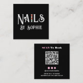 Carte De Visite Carré Nail Tech noir (Devant / Derrière)