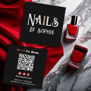 Carte De Visite Carré Nail Tech noir