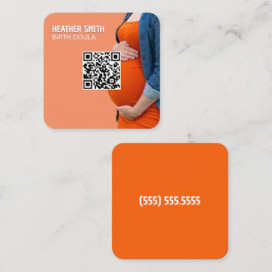 Carte De Visite Carré Naissance Doula Custom QR