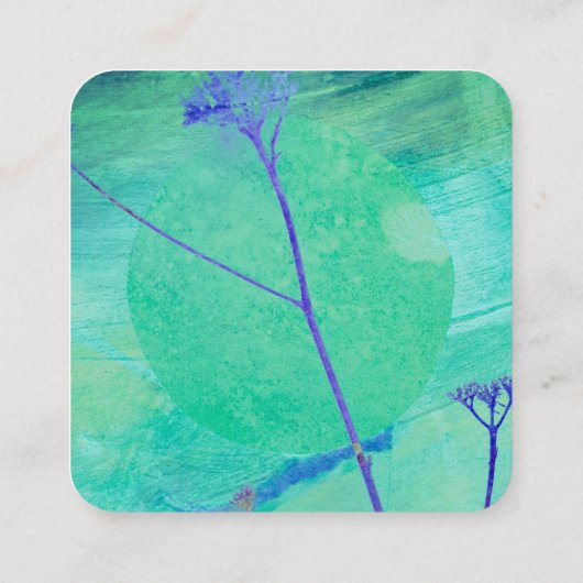 Carte De Visite Carré nature abstrait bleu double face personnalisé (Dos)