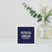Carte De Visite Carré Navy Blue moderne Wave Simple Social Media Icon (Debout devant)