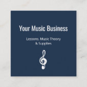 Carte De Visite Carré Navy Blue Simple Treble Clef QR code Musique (Devant)