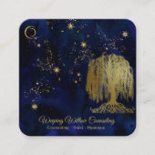 Carte De Visite Carré *~* Navy Weeping Willow Tree Gold Universe Cosmic (Devant)