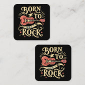 Carte De Visite Carré Né à Rock Electric Guitar (Devant / Derrière)