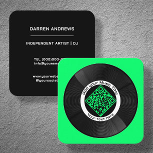 Carte De Visite Carré Neon Personnalisable Musique QR Code LP Vinyl  