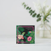 Carte De Visite Carré Neon Pink Tropical Botanics QR Code Social Media (Debout devant)