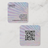 Carte De Visite Carré Neon Rainbow Design QR Code 7 ligne personnalisée (Devant / Derrière)