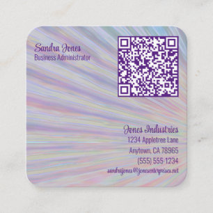 Carte De Visite Carré Neon Swoosh Design QR Code 7 ligne personnalisée
