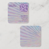 Carte De Visite Carré Neon Swoosh Design QR Code 7 ligne personnalisée (Devant / Derrière)