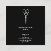 Carte De Visite Carré Neon Unicorn Holographe coiffeuse (Dos)