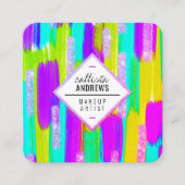 Carte De Visite Carré Neon violet vert jaune Aqua Parties scintillant Pe (Devant)