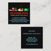 Carte De Visite Carré Nettoyage de ménage simple ménage noir (Devant / Derrière)