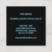 Carte De Visite Carré Nettoyage de ménage simple ménage noir (Dos)