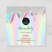 Carte De Visite Carré Nettoyage du service de bureau Logo Holograph Drip (Dos)