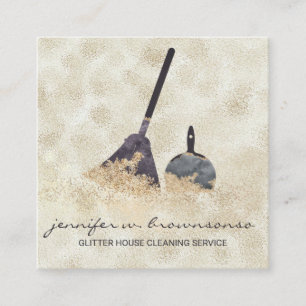 Carte De Visite Carré Nettoyage Janitorial Gold Sparkle Maid Boss