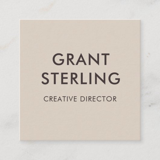 Carte De Visite Carré Neutral Beige Minimal Typography QR Code (Devant)