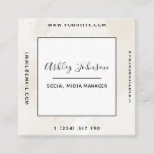 Carte De Visite Carré Neutre clair Beige Pastel Marbre QR Code propre (Devant)