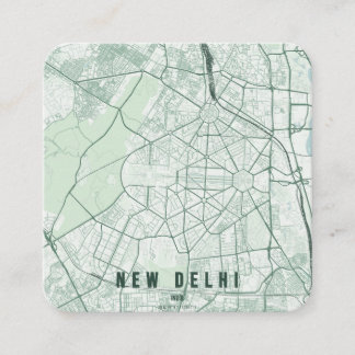 Carte De Visite Carré New Delhi India City Map & Custom Text