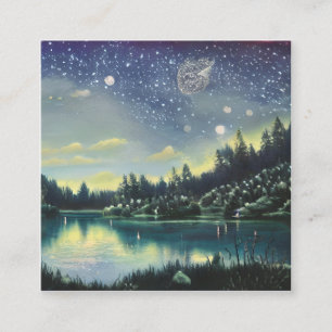 Carte De Visite Carré Night Lake Graphic