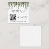 Carte De Visite Carré Noël à feuillage persistant hiver QR Code RSVP (Devant / Derrière)
