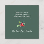 Carte De Visite Carré Noël à l'aquarelle florale (Dos)