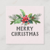 Carte De Visite Carré Noël à l'aquarelle florale (Devant)