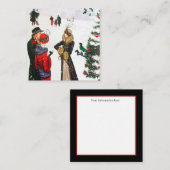Carte De Visite Carré Noël Art déco rétro (Devant / Derrière)