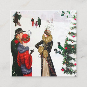 Carte De Visite Carré Noël Art déco rétro