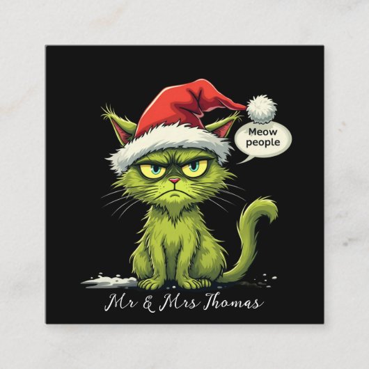 Carte De Visite Carré Noël drôle "Ew People" Meowy Amoureux de les chats (Devant)