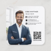 Carte De Visite Carré Noël Executive Real Estate Photo QR Code (Dos)