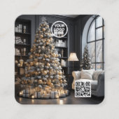 Carte De Visite Carré Noël Executive Real Estate Photo QR Code (Devant)