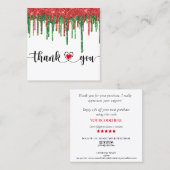 Carte De Visite Carré noël script de vacances merci pour votre commande (Devant / Derrière)