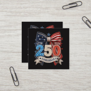 Carte De Visite Carré Nœud du drapeau américain 250e anniversaire patrio