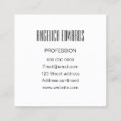 Carte De Visite Carré Noir audacieux à la mode simple moderne (Dos)