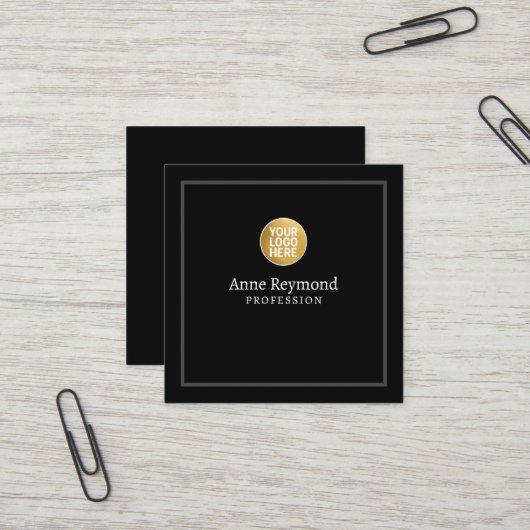Carte de visite Carré Noir avec Logo (Devant/Arrière en situation)