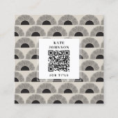 Carte De Visite Carré Noir & Beige Sunset Art Abstrait QR Code (Devant)