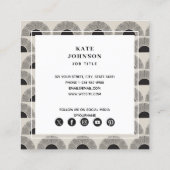 Carte De Visite Carré Noir & Beige Sunset Art Abstrait QR Code (Dos)