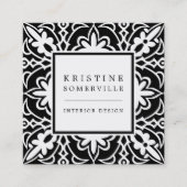 Carte De Visite Carré Noir & Blanc | Elégant Carré de style marocain (Devant)