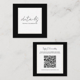 Carte De Visite Carré Noir Blanc Or Détails de Mariage Minimaliste Moder