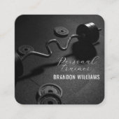 Carte De Visite Carré Noir Blanc QR Code Fitness Personal Trainer (Devant)