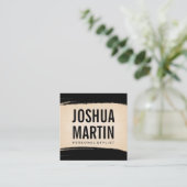 Carte De Visite Carré Noir brossé | Texture papier (Debout devant)