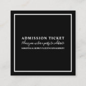 Carte De Visite Carré Noir et blanc élégant, billet d'entrée (Devant)