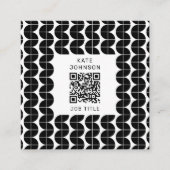 Carte De Visite Carré Noir et blanc Mid-Century Motif Abstrait moderne (Devant)