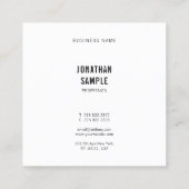 Carte De Visite Carré Noir Et Blanc Moderne Élégant Simple Tendance Plai (Dos)