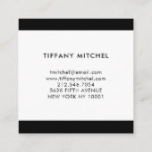 Carte De Visite Carré Noir et blanc| Monogramme (Dos)